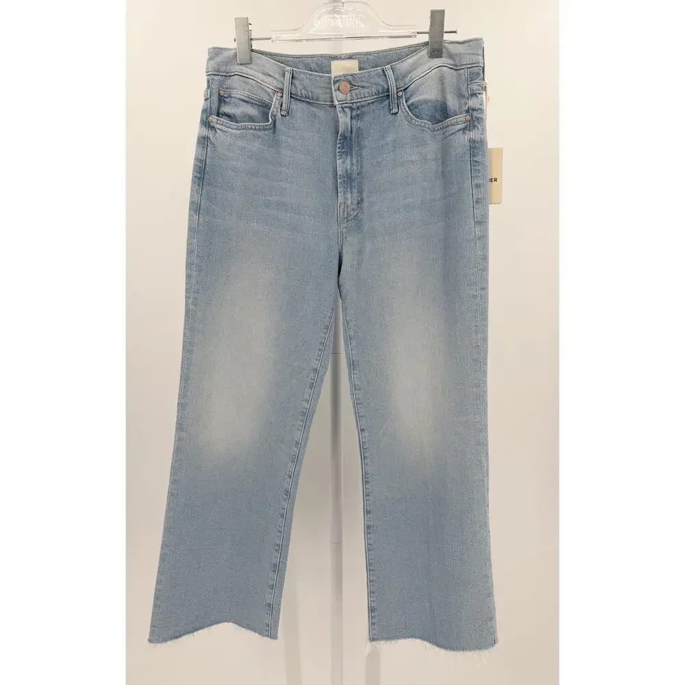 MOTHER Jeans Kick It Ankle Fray Light Blue Wash Straight Leg Ankle Denim NWT 31 - Picture 4 of 13